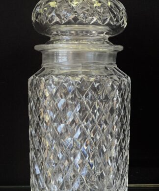 Victorian diamond cut glass covered jar, C. 1880