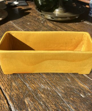 Australian Pottery rectangular flower pot, Harvey School type, yellow glaze, c. 1925