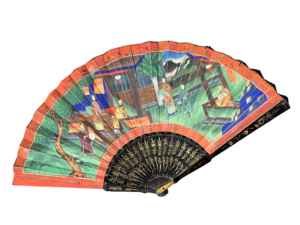 Chinese Export Lacquer & Painted Fan c. 1850