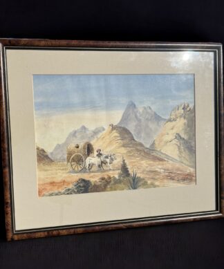 Colonial Watercolour - India landscape with ox cart, circa 1835