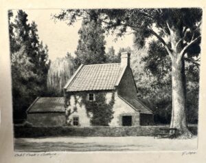 Ernest E. Abbott (1888-1973) signed G Cope - Captain Cook's Cottage, Fitzroy Gardens, 1934-39