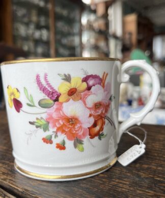 Coalport porcelain mug, superb flowers, circa 1835