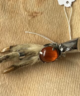 Grouse-Foot Scottish Kilt Pin with glass ‘gem’, mid 20th c.