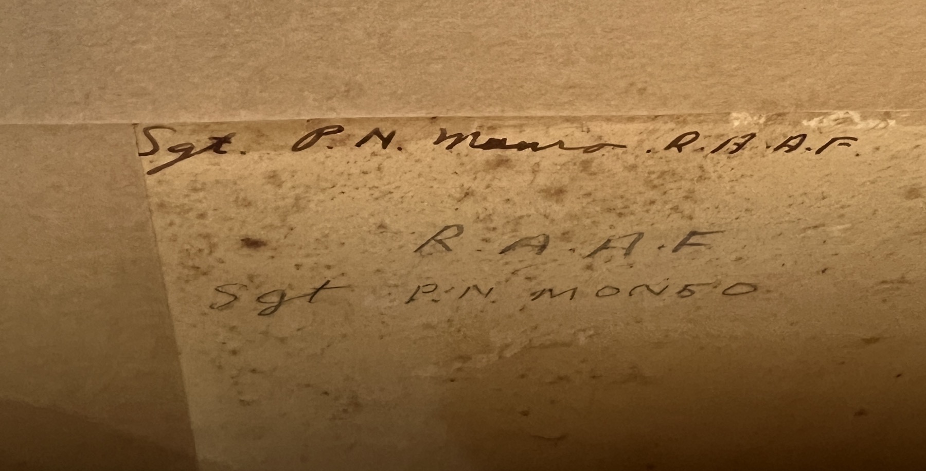 PN Munro- RAAF - Dudley-Wood's inscription to the back. 
