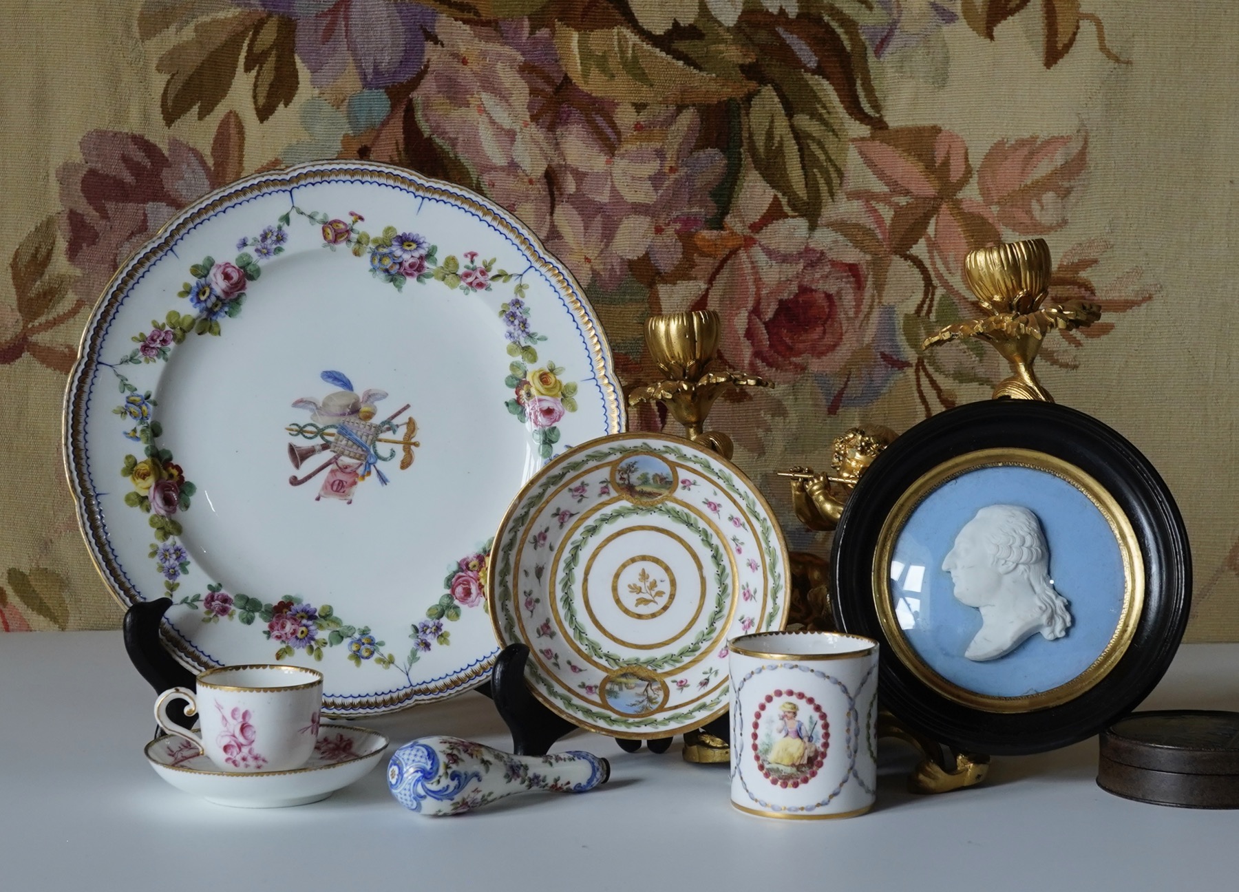 French Royalty, Sèvres Porcelain including portrait of Louis XV, 18th century 