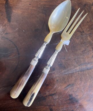 Art Deco set of servers, horn & silver-plate, c. 1920