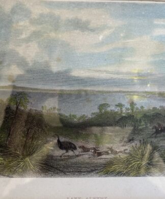 Framed hand coloured engraving 'Lake Albert' C. 1874