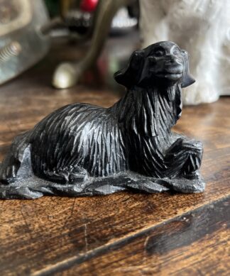 Carved black stone dog 20th C