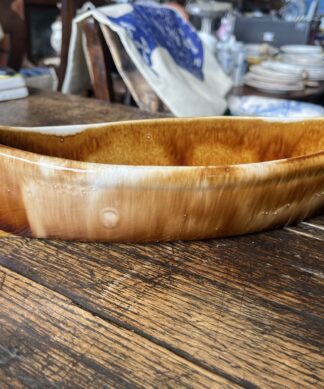 Bendigo pottery boat vase, brown glaze C.1930