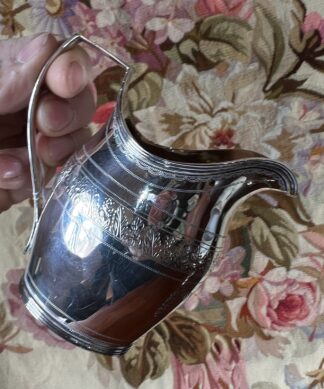 Sterling Silver helmet shape milk jug, Barnard, London, 1888