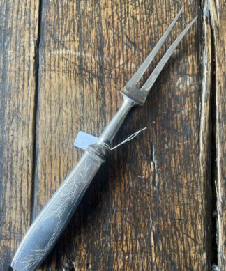 Chinese Silver-handled carving fork, bamboo pattern, c. 1910