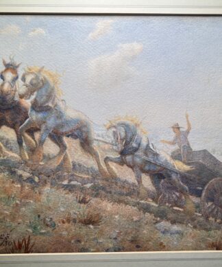 James Ferries 'A Stiff Pull' , watercolour of working horses, c. 1930