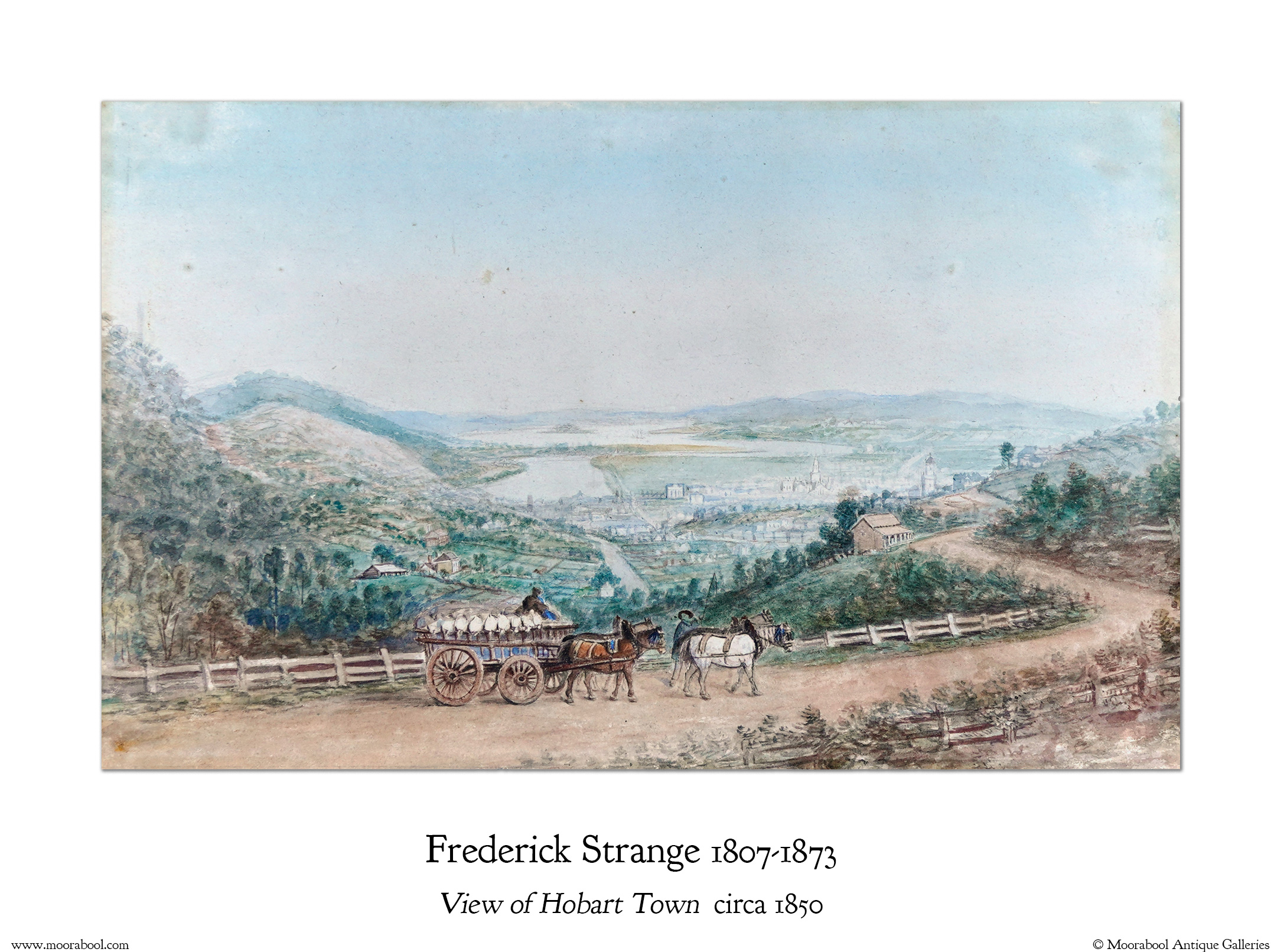 Frederick Strange - View of Hobart Town circa 1850