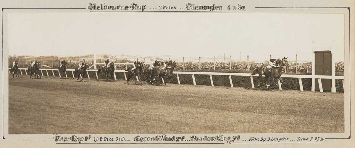 Phar Lap wins 1930 Melbourne Cup