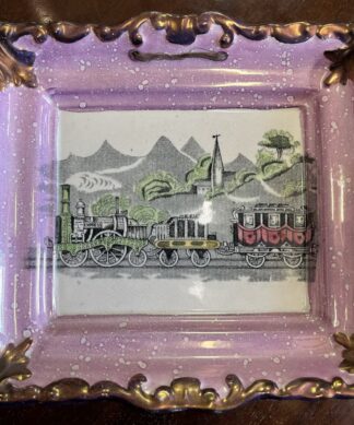 Rare Sunderland Train Plaque, ‘Express’ with purple lustre border, circa 1855