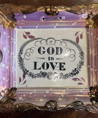 Sunderland Lustre religious plaque,  'God is Love' c. 1855