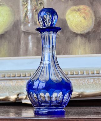 Victorian cased blue cut perfume bottle, circa 1870