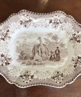 Ridgway 'Giraffe' pattern plate in brown, c. 1836