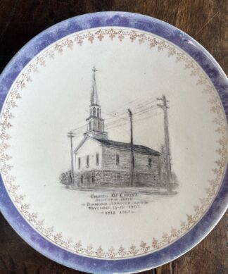 USA Interest- French porcelain commemorative plate, 'Church of Christ, Bedford, Ohio, Diamond Anniversary 1832-1907'