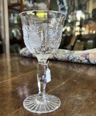 Quality cut 'pineapple' pattern Victorian wine glass, C.1900