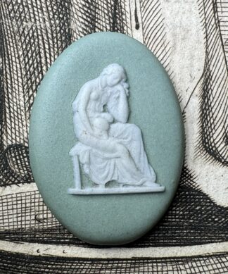 Wedgwood green jasper plaque-  seated figure , 19th century