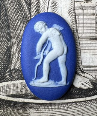 Wedgwood deep blue jasper plaque-  Cupid mending his Bow , 19th century