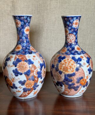 Pair of Japanese Imari vases, Fukagawa studio koransha mark, c.1900