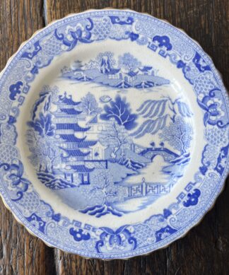 Grainger Worcester Blue + white plate Pagoda pattern plate, c. 1850