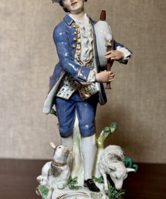 Large Meissen figure of a piping shepherd, J. J. Kandler, c. 1755