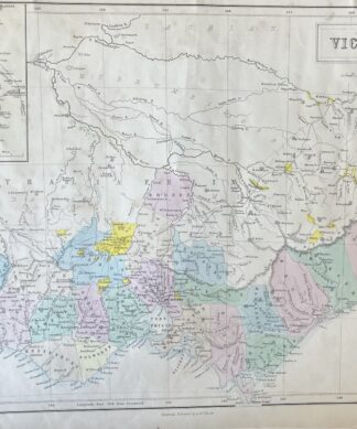 Victoria Goldfields print, showing Counties, with close-up of Goldfields, published Edinburgh 1854