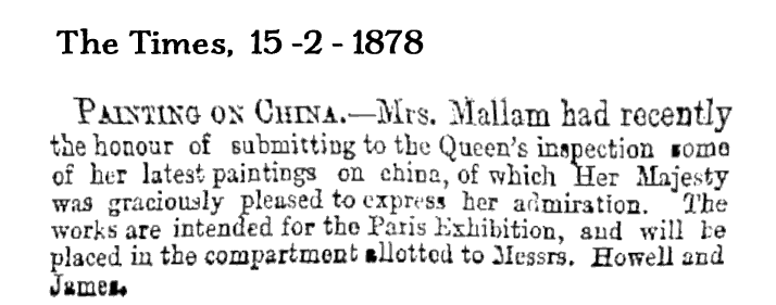 Ellen Mallam ne. Ross presented to Queen Victoria 1878