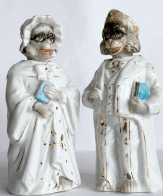 Pair of Rare Victorian 'nodder' figures, Monkeys with Spectacles, German c. 1890