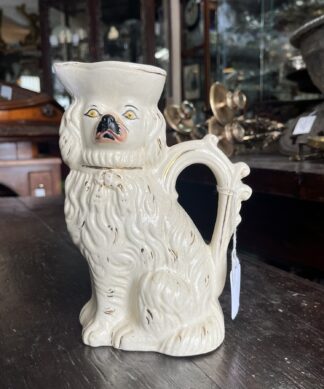 Staffordshire spaniel dog jug, circa 1860