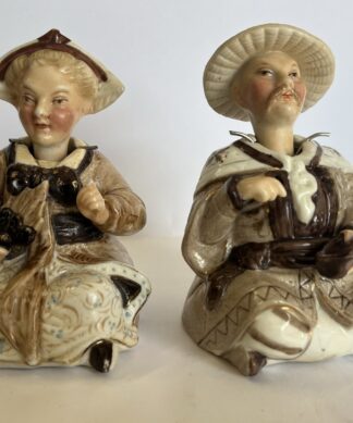 Pair of 'Japanesque' Nodding figures, German Bisque c. 1890