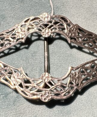 Sterling Silver Arts & Crafts buckle, Art Nouveau flowers, c. 1895