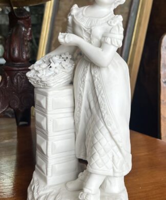 Parian figure of a lady with flowers, C. 1890