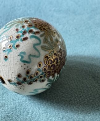 Satsuma spherical toggle fitting, flowers & butterflies, c. 1880