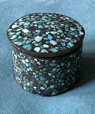 Small metal box with natural turquoise stone mosaic inset, c. 1920