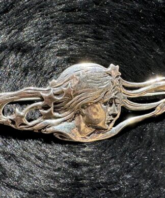 Sterling Silver Brooch, Art Nouveau lady with stars in her hair, 20th c.