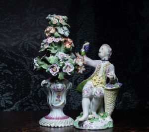 Bow Porcelain figure & garden urn, 1750's & 1765