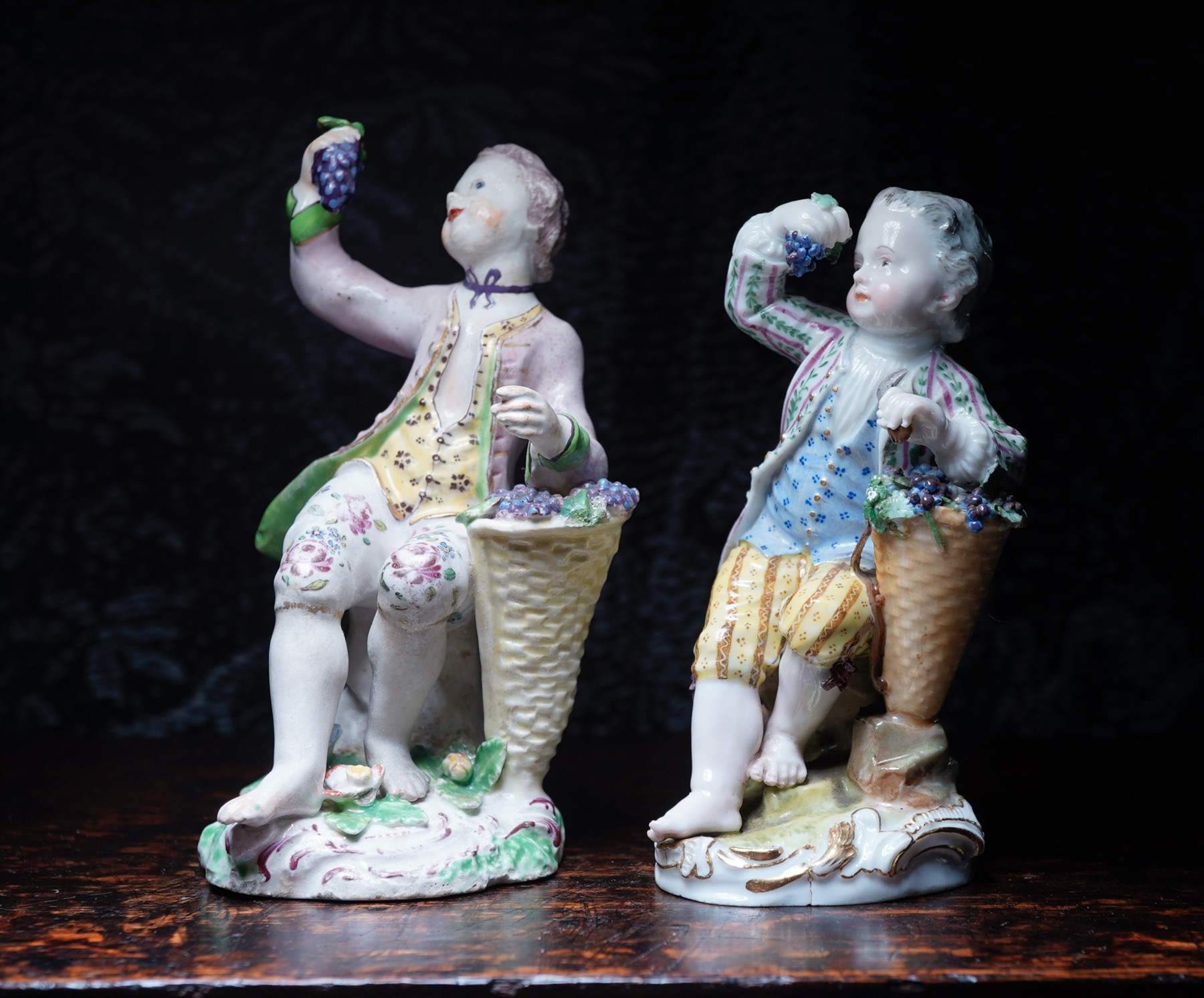 Bow (left) and Meissen (right) figure of 'Autumn'