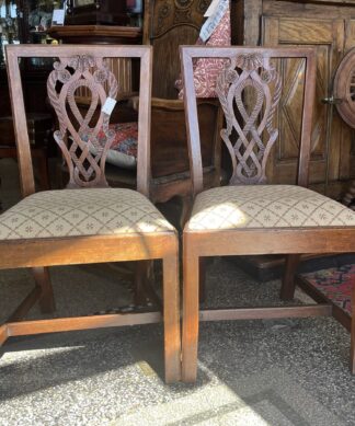 Pair of beech continental Georgian style chairs, C. 1800