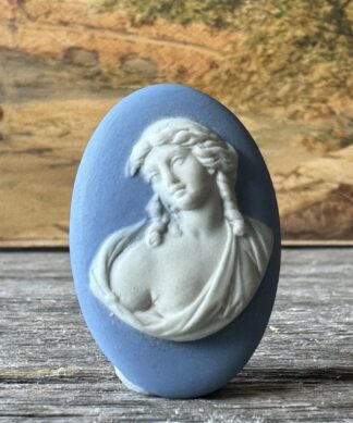 Wedgwood blue jasper plaque, a maiden, c. 1860