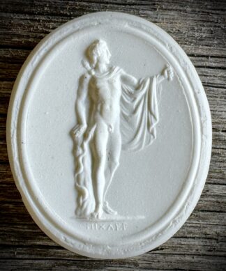 Rare James Tassie oval seal, white cast glass/enamel figure of a youth, c. 1785