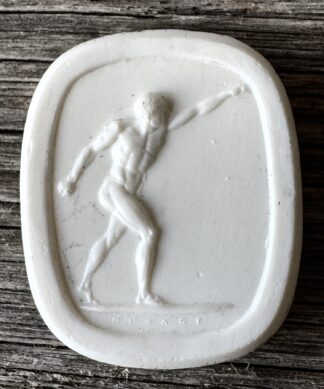 Rare James Tassie seal, white cast glass/enamel figure of an athlete, c. 1785