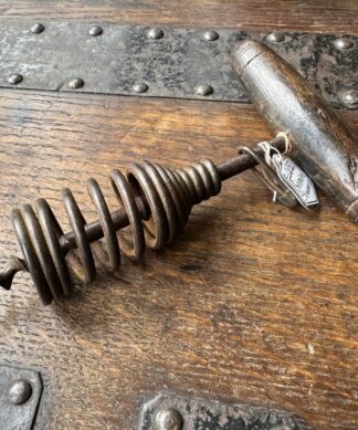 German 'Sommers' Corkscrew, bottle-shape spring & paperclip pin, c. 1900