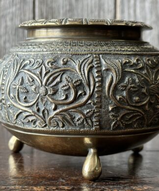 Quality Indian brass vessel, flower-carved, c. 1900