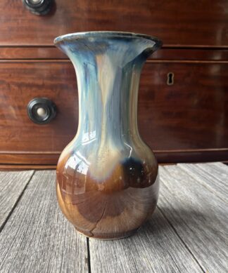 Continental Art Pottery brown + blue glaze vase, earlier 20th c.