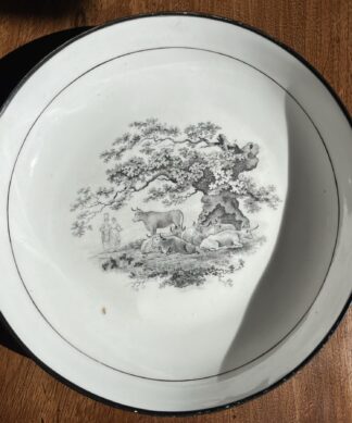 Newhall 'Newhall saucerdish bat printed with 'Waiting for the Milkmaids', c. 1820 '