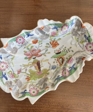 Shell-shaped Mason's Ironstone dish, chinoiserie print, c. 1815